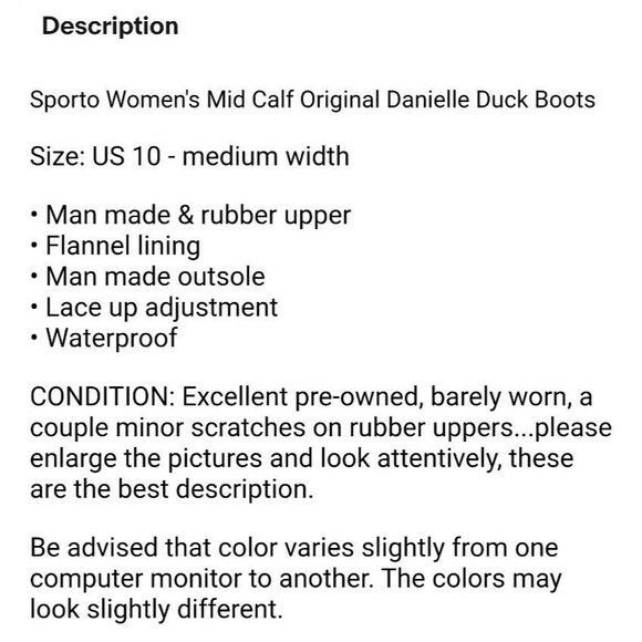 Sporto Duck Boots  Women's Size US 10  Mid Calf Original Danielle  Tan - Picture 12 of 12